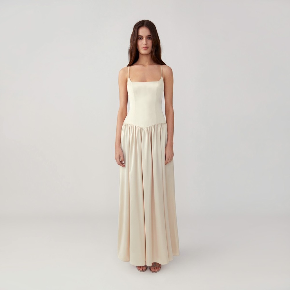 Fame & Partners Gathered Drop Waist Gown